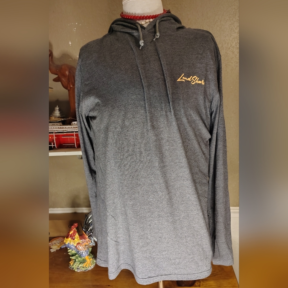 Margaritaville Land Shark Long Sleeve T-Shirt hood - Palm Tree Design Men's L - Picture 2 of 6